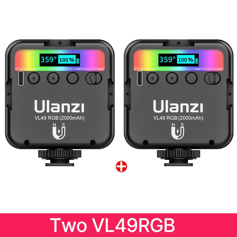 Ulanzi VL49 RGB Video Lights Mini LED Camera Light 2000mAh Rechargable LED Panel Lamp